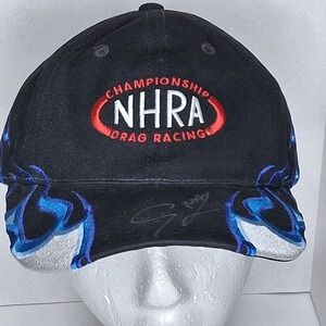 NHRA Drag Racing Hat Mens Black Good Signed Flame Embroidery Strapback